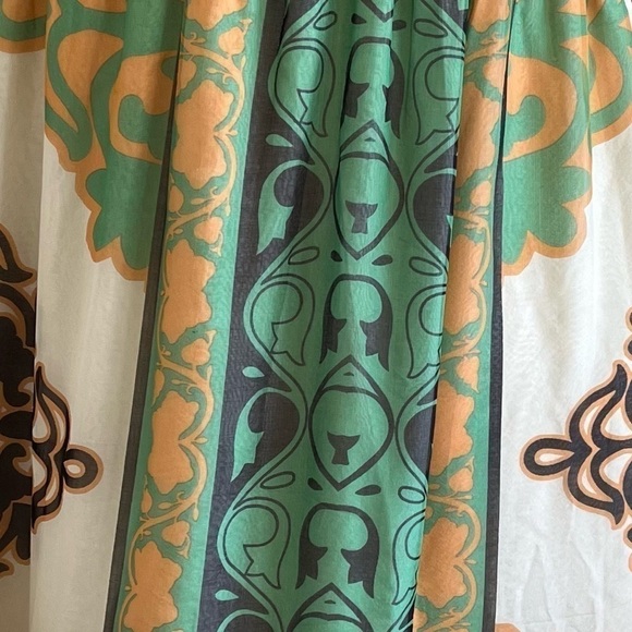 HALE Bob Women’s Gorgeous Printed Silk Halter Maxi Dress Boho Glam Green Brown S - Picture 11 of 13
